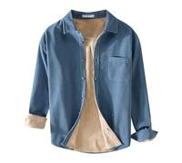 Nidddiv Camisa acolchada a cuadros para hombre, chaqueta con forro polar, cálida, térmica, casual, ropa de trabajo, camisas acolchadas de color sólido, manga larga, camisetas gruesas con botones y