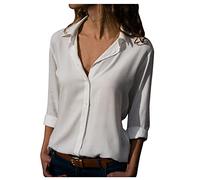 Nidddiv Camisa Regular para Mujer con Botones y Solapa de Manga Larga Tops para Mujer Reino Unido Color Sólido Blusas y Camisas Holgadas para Mujer Transpirable Camisa Casual Top Ligera Camisas