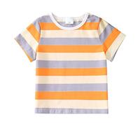 Nidddiv Camiseta de Navidad para mujer, niño pequeño, bebé, niña, multicolor, estampado a rayas, manga corta, tops, ropa, blusa, niños, niña, 92, dorado, 2 años