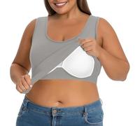 Nidddiv Camiseta de tirantes de gran tamaño para mujer con sujetador integrado, camiseta de tirantes para el tiempo libre, básica, yoga, sin aros, camiseta interior integrada, sin aros, acolchada