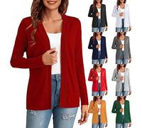 Nidddiv Cárdigans para mujer del Reino Unido, color sólido, chaquetas acanaladas, manga larga, abrigos sin botones, elásticos, ajustados, casuales, de punto, para primavera, suéter de punto, cárdigan