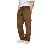Nidddiv Casa de ocio para hombre Children Kids 3 14 años Daily Elastic Waist Pockets Sport Casual Solid Pants Loose Long Trousers Niños Traje Pantalones, café, 7-8 años