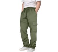Nidddiv Casa de ocio para hombre Children Kids 3 14 años Daily Elastic Waist Pockets Sport Casual Solid Pants Loose Long Trousers Niños Traje Pantalones, AG., 13-14 años