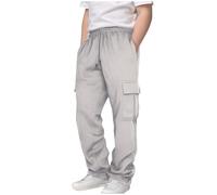 Nidddiv Casa de ocio para hombre Children Kids 3 14 años Daily Elastic Waist Pockets Sport Casual Solid Pants Loose Long Trousers Niños Traje Pantalones, gris, 11-12 años