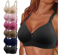 Nidddiv Cómodos sujetadores para mujer sin aros, cuello en V, bralette de pechos grandes, push-up, sujetador de sujeción fuerte, sin costuras, ropa interior suave acolchada Bralette clásico sujetador