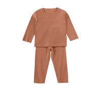 Nidddiv Conjunto para bebé recién nacido niño Toddler Soft Thick Crewneck Tee Tops Girls Comfort Basic Long Sleeve T Shirt And Pants Baby Products Recién Nacido, caqui, 7-8 años
