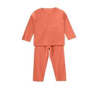 Nidddiv Conjunto para bebé recién nacido niño Toddler Soft Thick Crewneck Tee Tops Girls Comfort Basic Long Sleeve T Shirt And Pants Baby Products Recién Nacido, naranja, 3-4 años