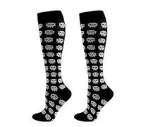 Nidddiv Medias para mujer, 1 par de calcetines unisex de compresión, patrón de corazón, regalo divertido para adolescentes, algodón, embarazo, deportes, viajes, vuelo gigante, Negro , S