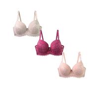 Nidddiv Pack de 3 sujetadores de encaje para mujer push up con aros, cómodo cuello en V, sujeción fuerte, tallas grandes, pechos ajustables, sujetador de encaje cómodo, cómodo para el día a día, N