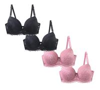 Nidddiv Pack de 4 sujetadores para mujer con aros, sujetadores push up, pechos grandes, sujeción fuerte, sin aros, push up, sujetadores cómodos, suaves, sujetadores de encaje, ropa interior