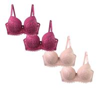 Nidddiv Pack de 4 sujetadores para mujer con aros, sujetadores push up, pechos grandes, sujeción fuerte, sin aros, push up, sujetadores cómodos, suaves, sujetadores de encaje, ropa interior