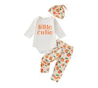 Nidddiv Sudadera Baby Little Wrap Around Peach Print Long Sleeve Long Pants 3 PC Set Baby Boy Neugeboren, Blanco, 3-6 meses