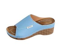 Nidddiv Zapatillas de verano para mujer, sandalias ortopédicas, tacón de cuña, zapatos de verano, elegantes sandalias de cuña, ligeras, antideslizantes, para interior y exterior, azul celeste, 36 EU