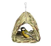 Nidero de pájaros para jaula, cama para pájaros para jaula, cabaña de de periquito tejida a mano de forma triangular estable, hamaca multifuncional Snuggle Bodega de ratán natural, cama de dormir