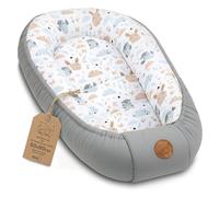 Nido bebé recién nacido 90x50 cm - capullo de colecho reductor cuna algodón cuco ideal para góndola moisés y viaje perfecto para niños y niñas Búhos Gris Claro