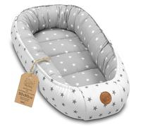 Nido bebé recién nacido 90x50 cm - capullo de colecho reductor cuna algodón cuco ideal para góndola moisés y viaje perfecto para niños y niñas Asterisco Gris-Blanco