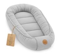 Nido bebé recién nacido 90x50 cm - capullo de colecho reductor cuna algodón cuco ideal para góndola moisés y viaje perfecto para niños y niñas Gris Muselina C