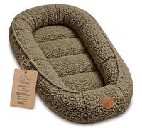 Nido Bebé Reductor de Cuna Peluche Teddy 90x50 cm - Babynest Portátil para Cama Moisés Acogedor Cocoon Niño Niña Recién Nacido Cojín Dormitorio Habitación Beige oscuro