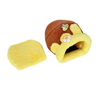 Nido de algodón para mascotas pequeñas en forma de trampa, cama cálida de terciopelo con diseño de diamantes para hámsteres y cerdos holandeses, nido de invierno de felpa con fondo (talla l)