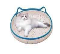 Nido de cama para gatos, cama tejida para gatos domésticos, sin pelo pegajoso, cuerda de algodón, nido de verano fresco, diseño de orejas de gato