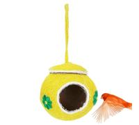 Nido de cáscara de coco, jaula de pájaros tejida a mano | nido de pájaros antimordeduras, casa de cría para pájaros, loros, periquitos, periquitos, pinzones canarios