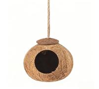Nido de cáscara de coco para periquitos, cacatúas y periquitos. Nido de paja para jaula. Nido para loros con accesorios.(L stock hanging rope)