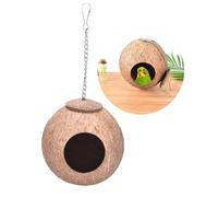 Nido de coco natural para loros, periquitos, cacatúas, canarios, pinzones, palomas, jaula para hámsters, ratas, jerbos, ratones, juguetes de alimentación