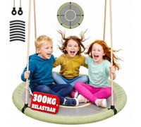 Nido de Columpio para Interior y Exterior, 120cm de Diámetro, Columpio Tipo Plato con Cuerdas Ajustables de 100 a 180cm, hasta 300kg, Resistente a la Intemperie, Columpio para Niños y Adultos