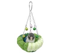 Nido de Columpio para Loros, Cama para Dormir de Pájaros de Aspecto Lindo, Cama Nido para Cría de Loros, Columpio Colgante con Campanas para el Hogar Interior (Pequeño, Verde