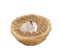 Nido de cría de pájaros, cabaña de paja tejida a mano, refugio para pájaros de base plana, casa de anidación natural para Budge, colibrí, canario, periquito, accesorios de jaula de pájaros para una