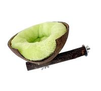 Nido de juguete de concha de coco para pájaros pequeños, periquitos, periquitos, refugio de madera natural, jaula de pájaros, hábitat, accesorio para pájaros