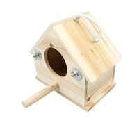 Nido de Madera para pájaros Casa de Madera Maciza Triangular for cría Loros, Nido, Jaula for pájaros, Poste pie(Yellow)