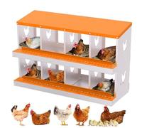 Nido de Metal galvanizado para gallineros: 8 Compartimentos, recogedor de Huevos extraíble, Inoxidable, ventilado, Bandeja extraíble, Color Naranja, sin Soporte