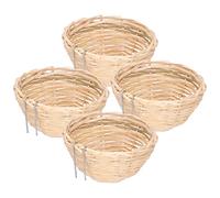 Nido de pájaro, 4 nidos de bambú for pájaros, Decorativos, Hechos a Mano, for Exteriores, con Gancho for Loros