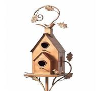 Nido de pájaro de metal, paloma, loro, casa rústica, soporte de casa de pájaros, jaula de pájaros, jardín, patio, zigzag, arte al aire libre, regalo, suministros para pájaros (color: D)