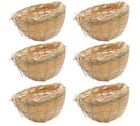 Nido de pájaro para jaula Nido de pájaro 6 pcs Nido de pájaro de bambú tejido para jaula 3.9x2.4 '' Nido de periquito Nido de canario Accesorios de jaula de pájaros para paloma Paloma Loro Periquito