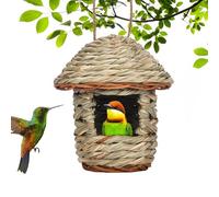 Nido de pájaro tejido a mano - Casa de pájaros tejido transpirable nido de pájaro jaula | nido de pájaro tejido a mano de hierba de caña natural refugio para pájaros puf jardín árboles protección