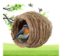 Nido de Pájaro Tejido a Mano, Jaula de Paja Natural, Cueva de Cría para Periquitos, Canarios, Pinzones, Loros y Pequeños Animales