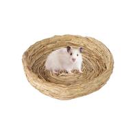 Nido De Pájaros De Paja De Base Plana Tejida A Mano - Refugio De Reproducción, Accesorio De Jaulas | Acogedora Cabaña De Pájaros Para Periodismo, Periquito, Canario, Colibrí, Nido Natural Para La Cría