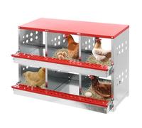 Nido de pollo de doble piso, 6 compartimentos de metal, incubadora con ventilación, diseño de rodillo inclinable para cría de pollos, granjas y clases, 84 x 42 x 62 cm