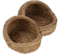 Nido de pollo trenzado de paja, 2 unidades, nido natural y lugar para dormir para animales pequeños, nido robusto para gallinero y crianza de mascotas en interiores y exteriores