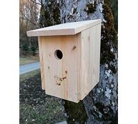 Nido natural (NB32) para gorriones, herrerillos de carbón y otros - de madera de pino resistente a la intemperie de 18 mm de grosor con orificio de entrada de 32 mm.