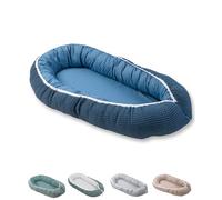 Nido para bebé de ULLENBOOM ® Azul (nido de 55 x 95 cm de algodón; apto como cuna de viaje y para el colecho; dibujo: estrellas)