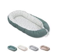 Nido para bebé de ULLENBOOM ® Verde floral (nido de 55 x 95 cm de algodón; apto como cuna de viaje y para el colecho; dibujo: estrellas)