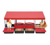 Nido para pollos, 4 compartimentos, color rojo, resistente, con bandeja de recogida y rejilla de ventilación, nido de gallina, huevos puestos para gallinas ponedoras en el gallinero