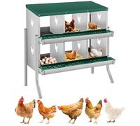Nido para Pollos, 6 Compartimentos, 84,5 x 42 x 90,3 cm, Nido de Pollo de Metal, con Bandeja recogedora y Rejilla de ventilación, Cajas para Recoger Huevos para Montaje en Pared, fácil Limpieza