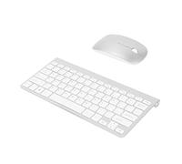 NIDONE 2.4G Wireless Keyboard and Mouse Mini Combo Recargable de Teclado y ratón silencioso con Receptor USB para Ordenador, PC, portátil (Plata)