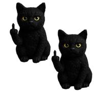 NIDONE Adornos de Gato de Fieltro, 2 Piezas, Figura de Gato Negro de Fieltro de Lana Divertida, Figuras coleccionables, Regalos para Estante de Escritorio, Tablero, decoración del hogar