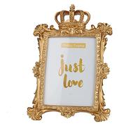 NIDONE Corona de Oro Marco de Foto Resina Barroca de Mesa Marco de Foto Vintage para Postal Retrato Obra de Arte Foto de Familia (27x18.5cm)