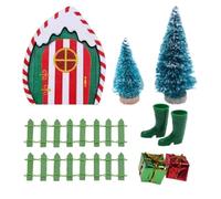 NIDONE Elf Door 9PCS/Set Puerta de Hadas de Navidad con una Linda muñeca en Miniatura para Accesorios de casa de muñecas Juego de gnomos mágicos para Decoraciones navideñas de Interior y Exterior
